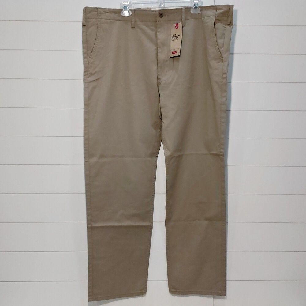 Levi's 502 Regular Taper Chino Pants Men's 42x32 (Fit 42x30) Tan Twill NEW!